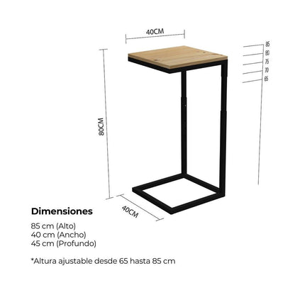Mesa Auxiliar Cuadrada con Altura Graduable - PORTO
