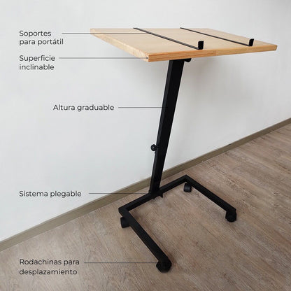 Mesa Auxiliar Rectangular con Altura Graduable para Portátil - ZETA